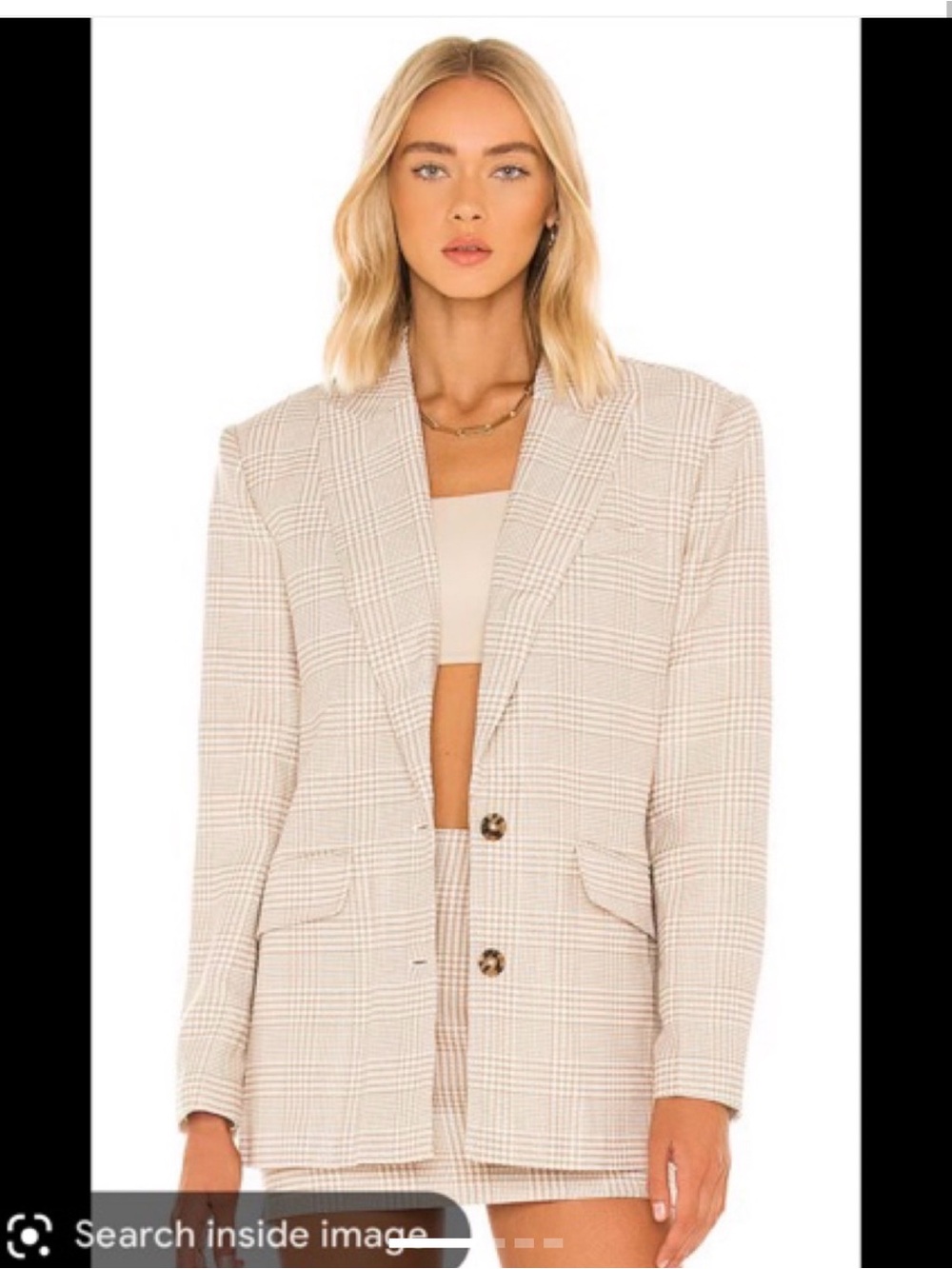 L’Academie Plaid Oversized Blazer XXS Beige Neutral Old Money Quiet Luxury